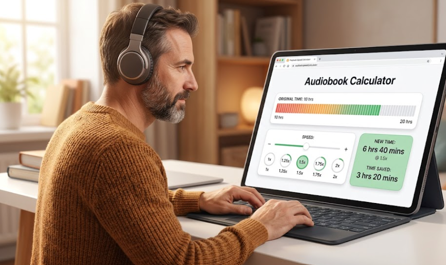 Audiobook Playback Speed Calculator Illustration